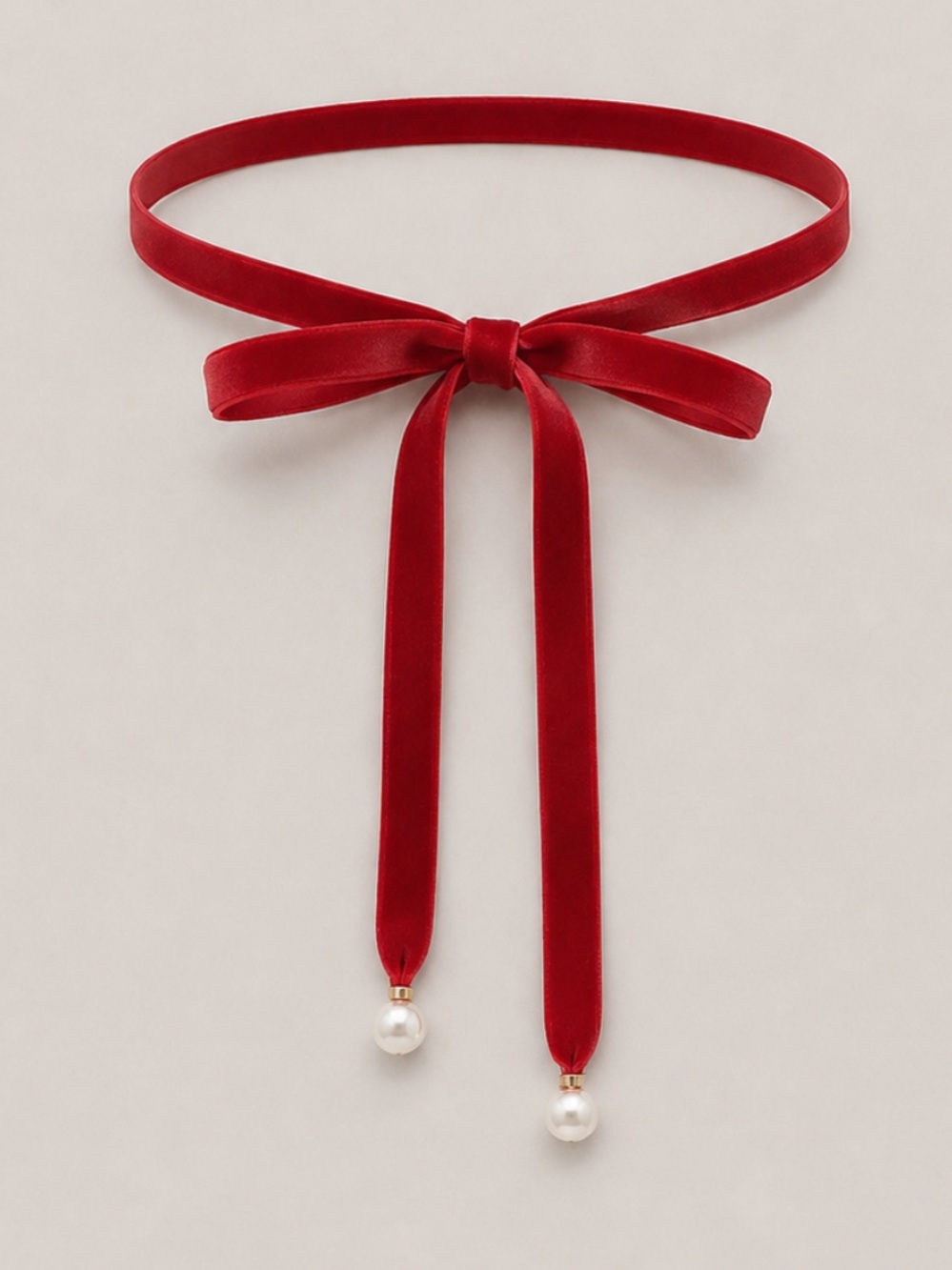 New! Red Velvet Pearl Bow Necklace NWOT 1073
